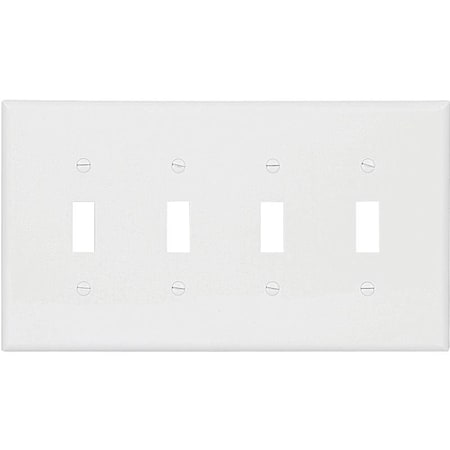 Wallplate, 478 In L, 856 In W, 4 Gang, Polycarbonate, White, HighGloss